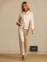 [Champán] SilkSilky-ES Long Sleeve Lapel Collar Pijamas de mujer 006