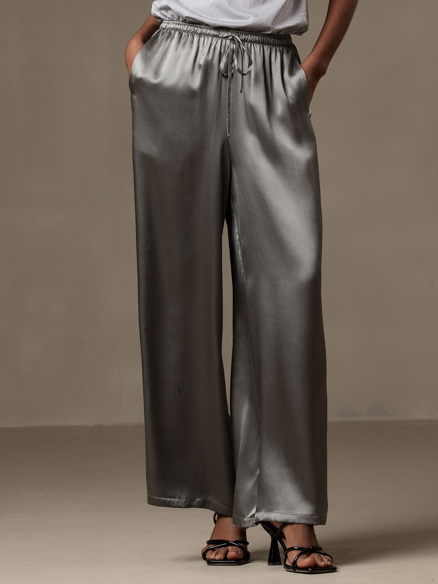[Gris Oscuro] SilkSilky-ES Pure Silk Womens Pants 001