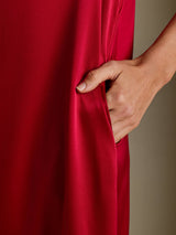 [Vino] SilkSilky-ES 3/4 Sleeve Round Neck Vestido 003