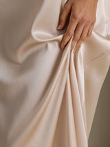 [Beige] SilkSilky-ES 3/4 Sleeve Round Neck Vestido 004