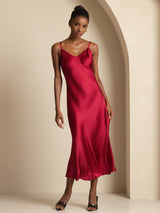 [Vino] SilkSilky-ES Spaghetti Strap V Neck Vestido 004