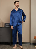 SilkSilky ES Seda Pura Manga larga Mens Pajamas AzulOscuro 005