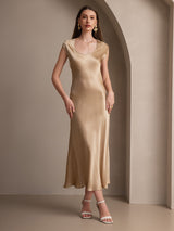 [Champán] SilkSilky-ES Cap Sleeve Vestido 004