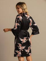 [Negro] SilkSilky-ES 3/4 Sleeve Bata de mujer 002