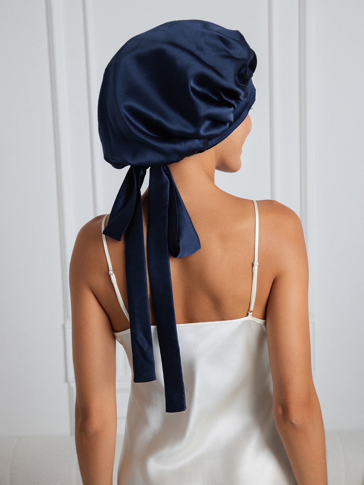 [Azul Oscuro] SilkSilky-ES Seda Pura Sleep Cap 001