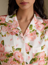 [Peonía Blanca] SilkSilky-ES Short Sleeve Notch Collar Pijamas de mujer 005