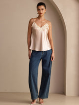 [Rosa] SilkSilky-ES Spaghetti Strap V Neck Top de tirantes 006