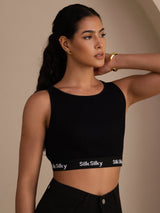 [Negro] SilkSilky-ES Sleeveless Crew Neck Top de tirantes 004