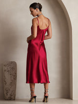 [Vino] SilkSilky-ES Spaghetti Strap V Neck Vestido 002