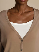 [Marrón Claro] SilkSilky-ES Long Sleeve Cárdigan Mujer 005