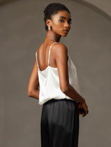 [Blanco] SilkSilky-ES Spaghetti Strap Top de tirantes 004