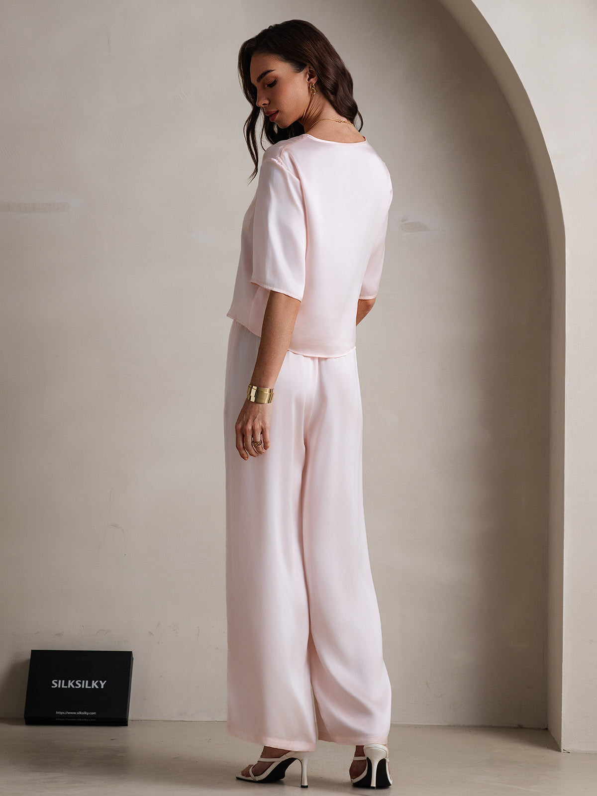 [Rosa] SilkSilky-ES Seda Pura Womens Pajamas 002