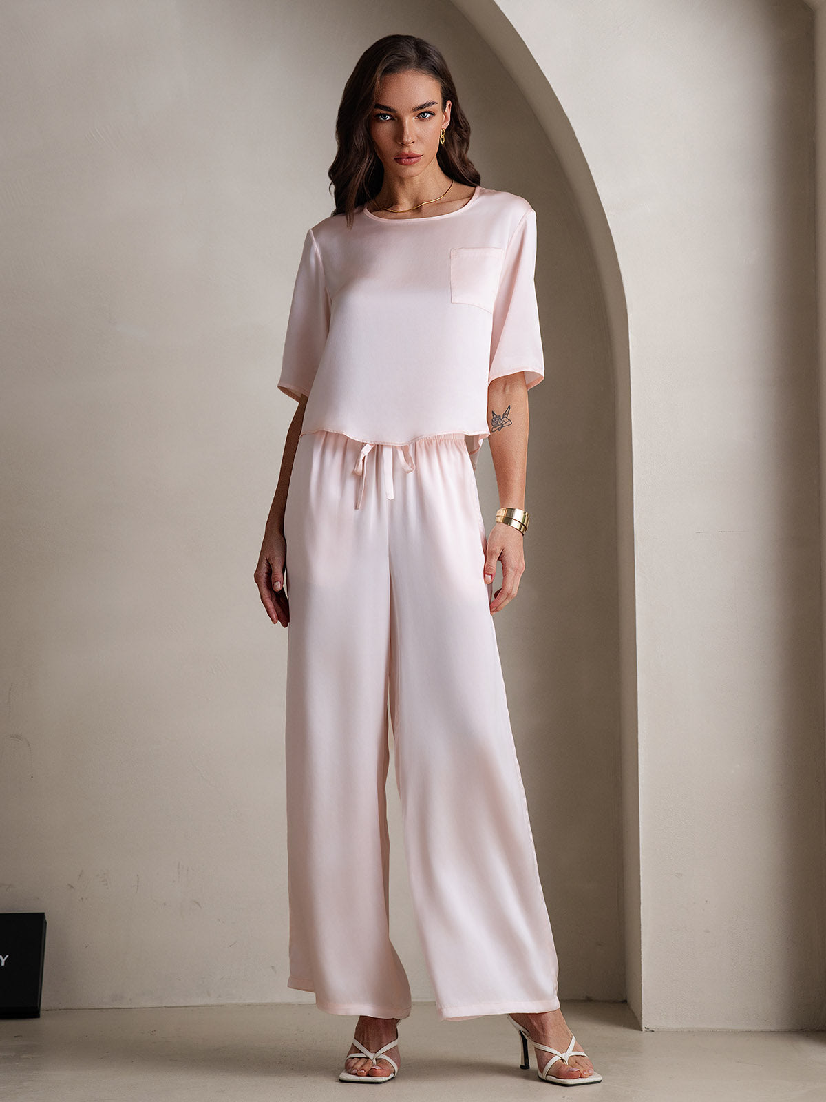 [Rosa] SilkSilky-ES Seda Pura Womens Pajamas 001,