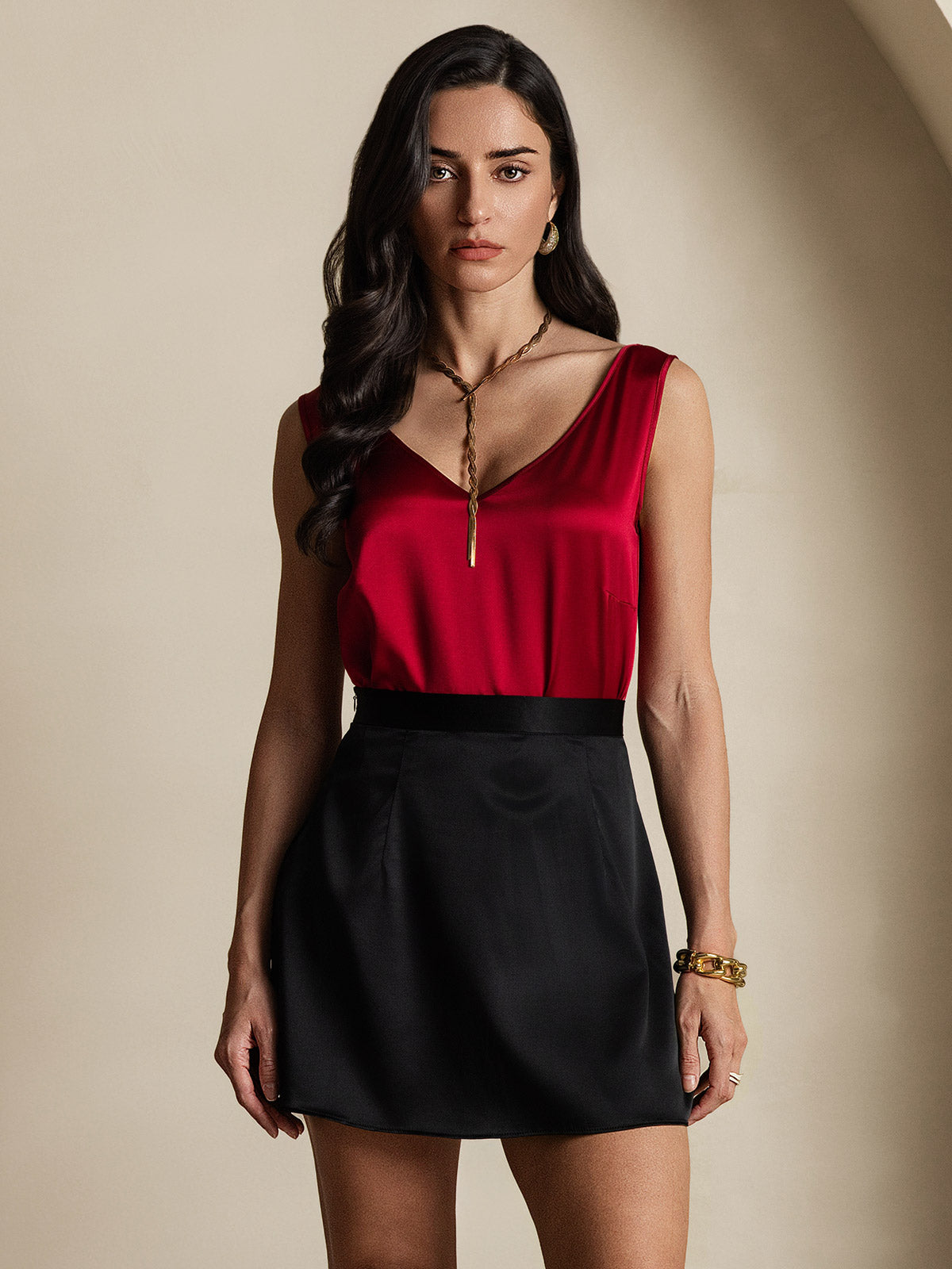 [Negro] SilkSilky-ES 19Momme Seda Skirt 004