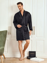 [Negro] SilkSilky-ES Long Sleeve Bata de hombre 003