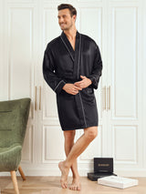 [Negro] SilkSilky-ES Long Sleeve Bata de hombre 004