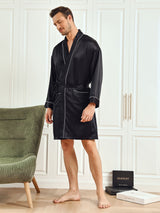 [Negro] SilkSilky-ES Long Sleeve Bata de hombre 005