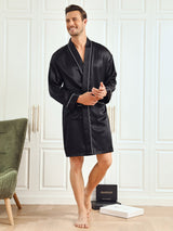 [Negro] SilkSilky-ES Long Sleeve Bata de hombre 006