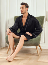 [Negro] SilkSilky-ES Long Sleeve Bata de hombre 007