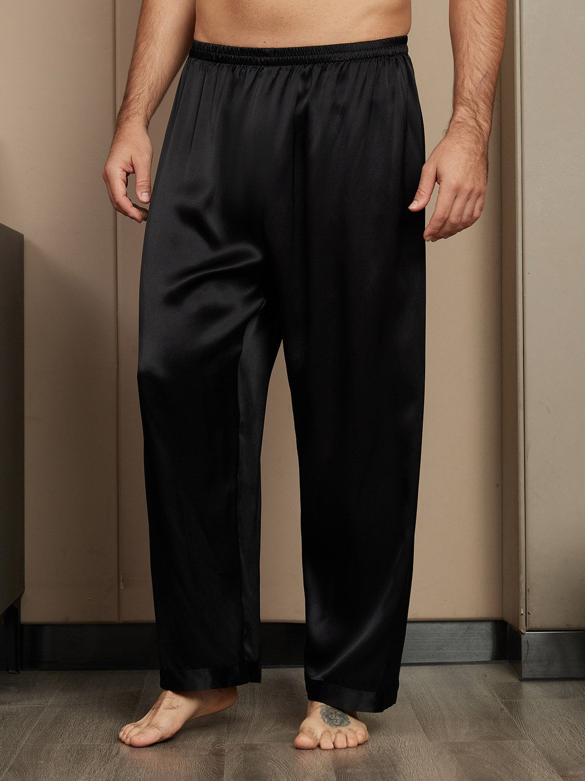 [Negro] SilkSilky-ES Mens Sleep Bottoms 001