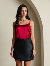 [Negro] SilkSilky-ES Seda Pura Skirt 001