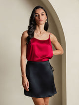 [Negro] SilkSilky-ES Seda Pura Skirt 005
