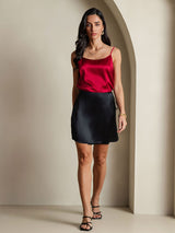 [Negro] SilkSilky-ES Seda Pura Skirt 007