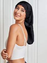 [Negro] SilkSilky-ES Seda Pura Sleep Cap 004