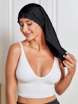 [Negro] SilkSilky-ES Seda Pura Sleep Cap 005