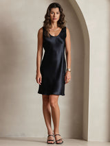 [Negro] SilkSilky-ES Sin mangas Escote Cuchara Vestido 005