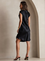 [Negro] SilkSilky-ES Sin mangas Cuello en V Vestido 002