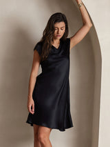 [Negro] SilkSilky-ES Sin mangas Cuello en V Vestido 004