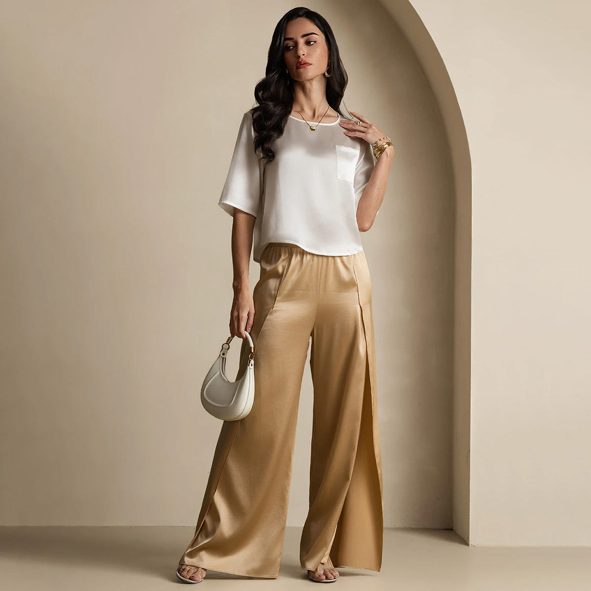 [Blanco] SilkSilky-ES 19Momme Seda Womens Shirt 001