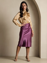 [Champán] SilkSilky-ES Long Sleeve Tie Neck Blusa 008