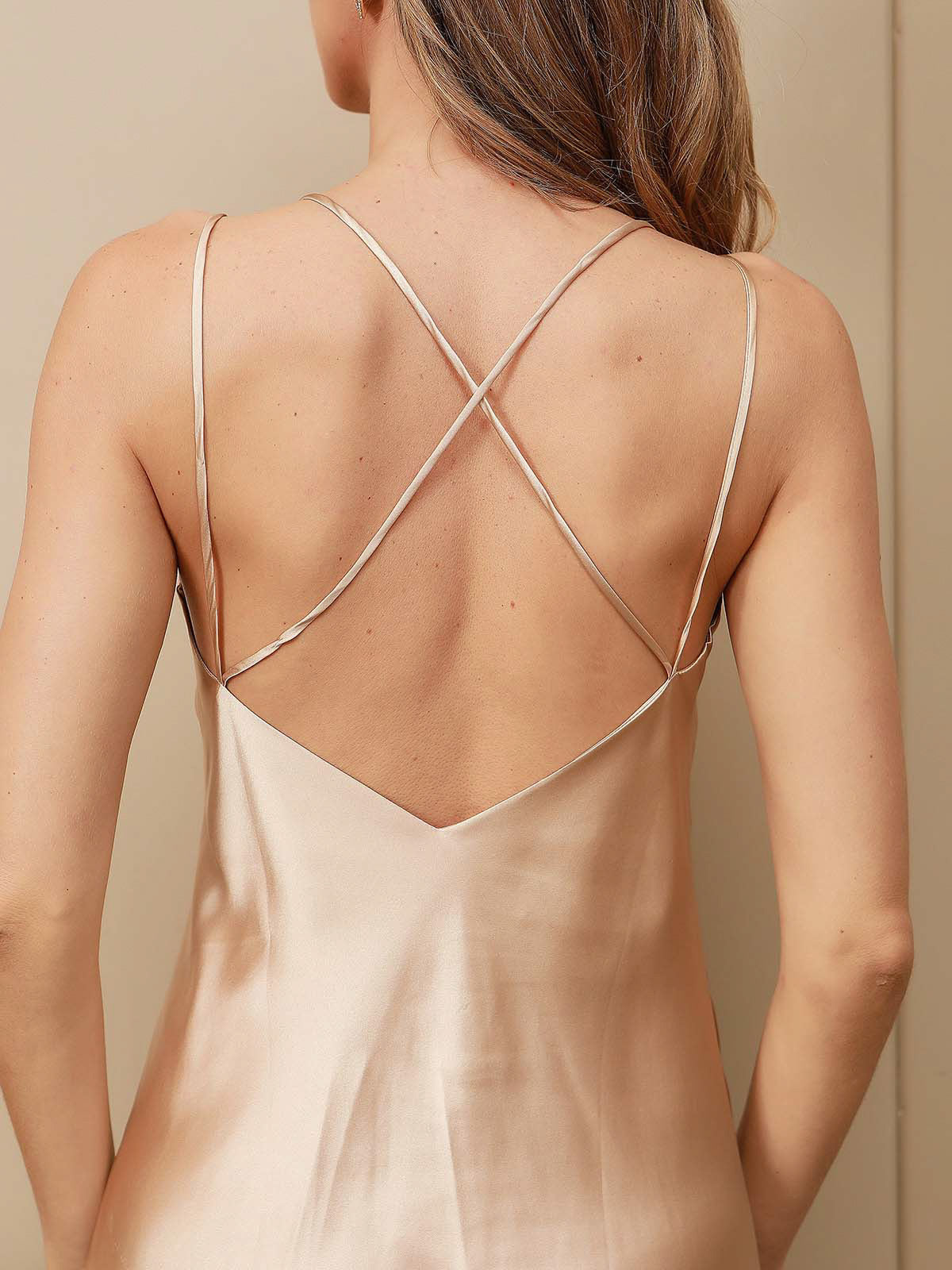 [Champán] SilkSilky-ES Seda Pura Manga francesa Nightgown&Robe Set 008