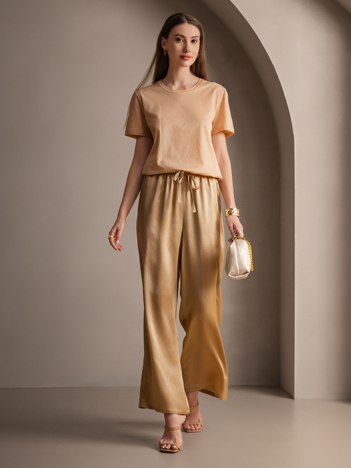 [Champán] SilkSilky-ES Seda Pura Womens Pants 004