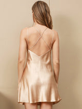 [Champán] SilkSilky-ES Spaghetti Strap V Neck Camisón 001