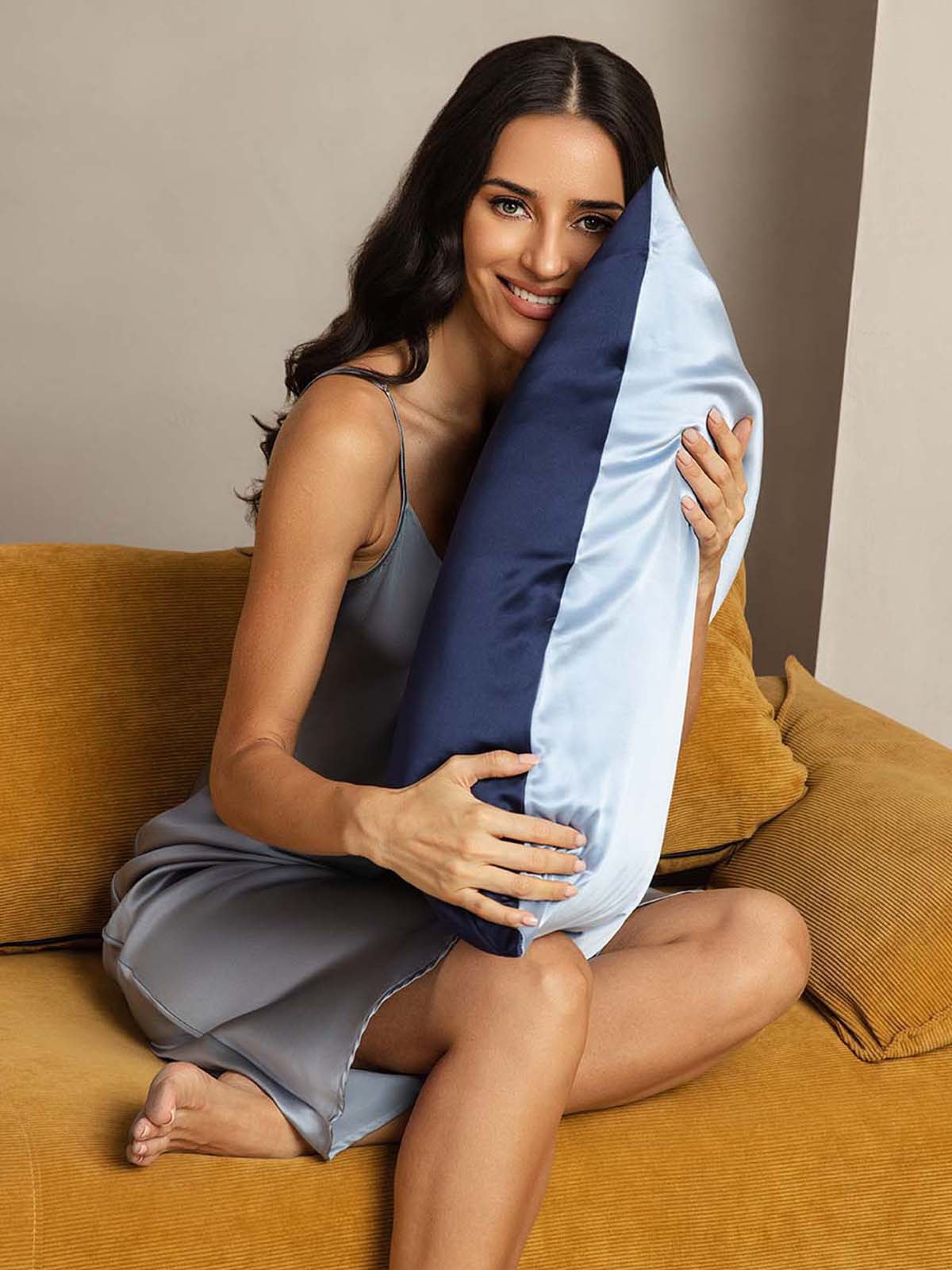 Fundas De Almohada De Seda De Mora 100% 22Momme - Diseño Bicolor