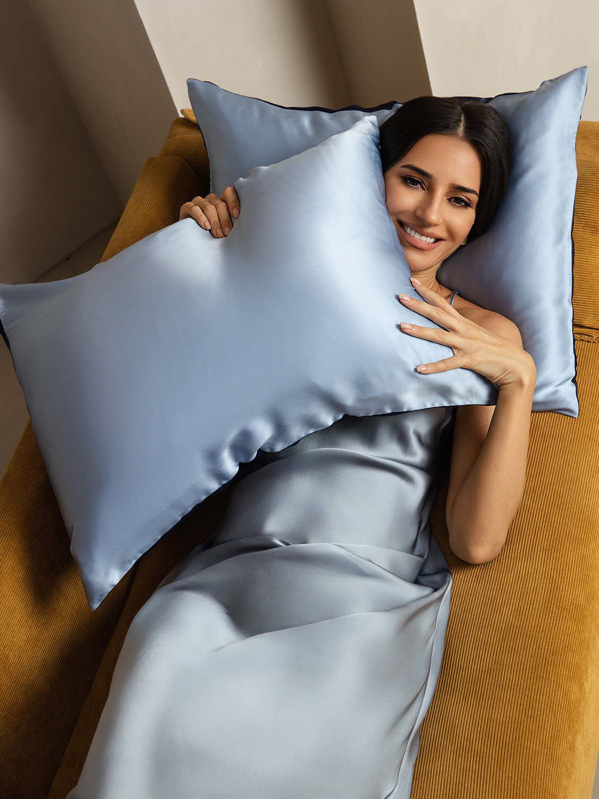 Fundas De Almohada De Seda De Mora 100% 22Momme - Diseño Bicolor