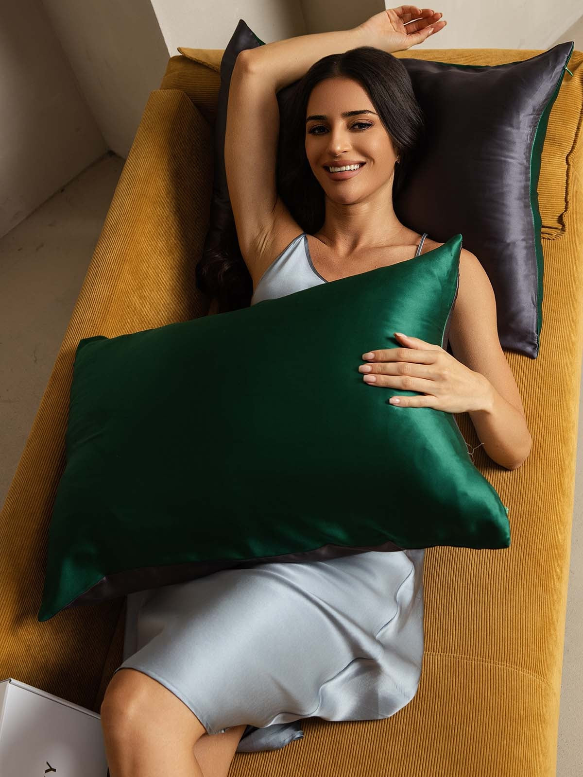 Fundas De Almohada De Seda De Mora 100% 22Momme - Diseño Bicolor