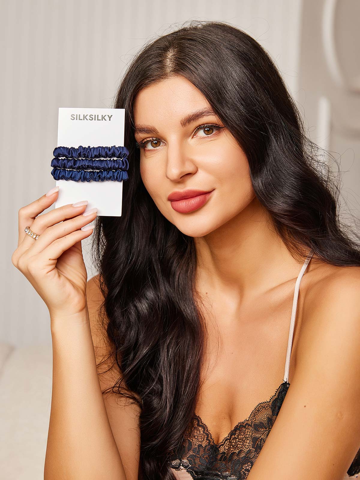 [Azul Oscuro] SilkSilky-ES 19Momme Scrunchie 001