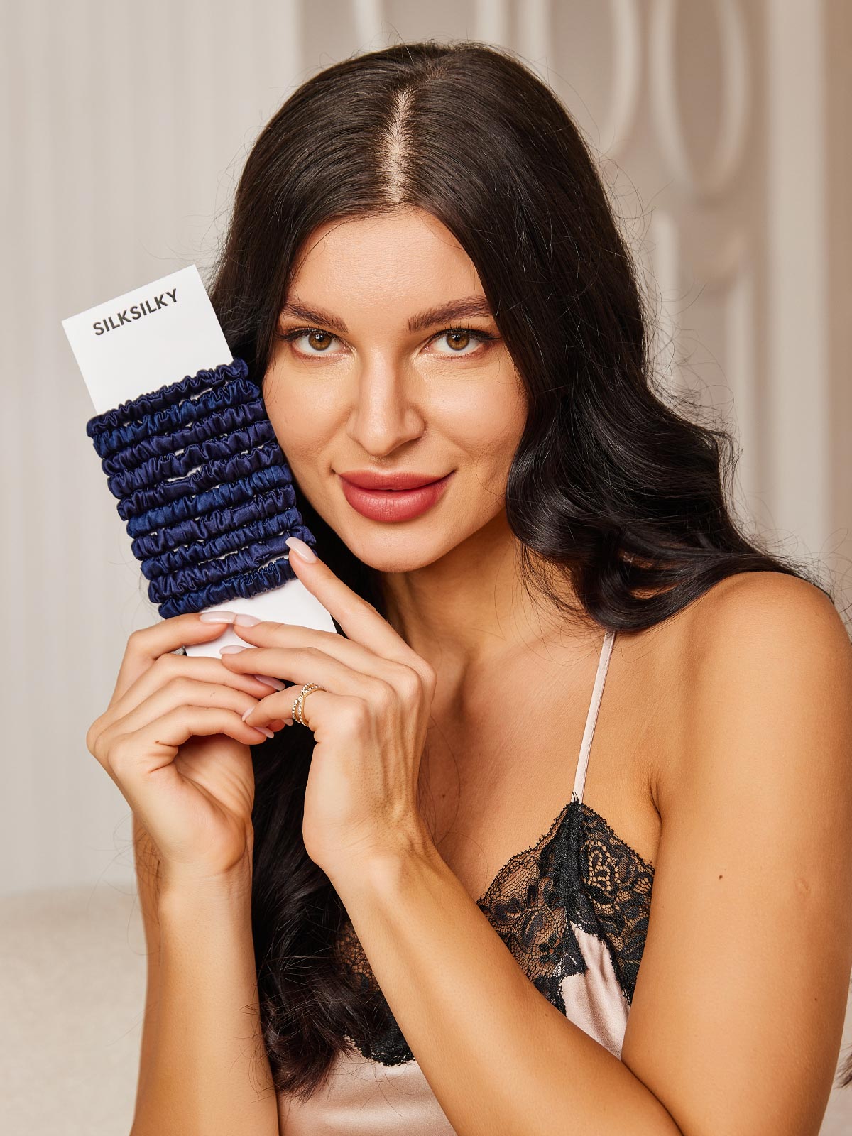 [Azul Oscuro] SilkSilky-ES 19Momme Scrunchie 003