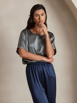 [Azul Oscuro] SilkSilky-ES Pantalones de mujer 006
