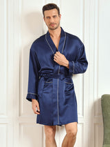 [Azul Oscuro] SilkSilky-ES Long Sleeve Bata de hombre 001