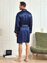 [Azul Oscuro] SilkSilky-ES Long Sleeve Bata de hombre 002