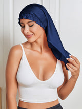 [Azul Oscuro] SilkSilky-ES Seda Pura Sleep Cap 005
