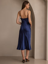 [Azul Oscuro] SilkSilky-ES Spaghetti Strap Cowl Neck Vestido 002