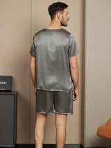 [Gris Oscuro] SilkSilky-ES Short Sleeve Round Neck Pijamas de hombre 002