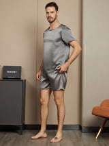 [Gris Oscuro] SilkSilky-ES Short Sleeve Round Neck Pijamas de hombre 003
