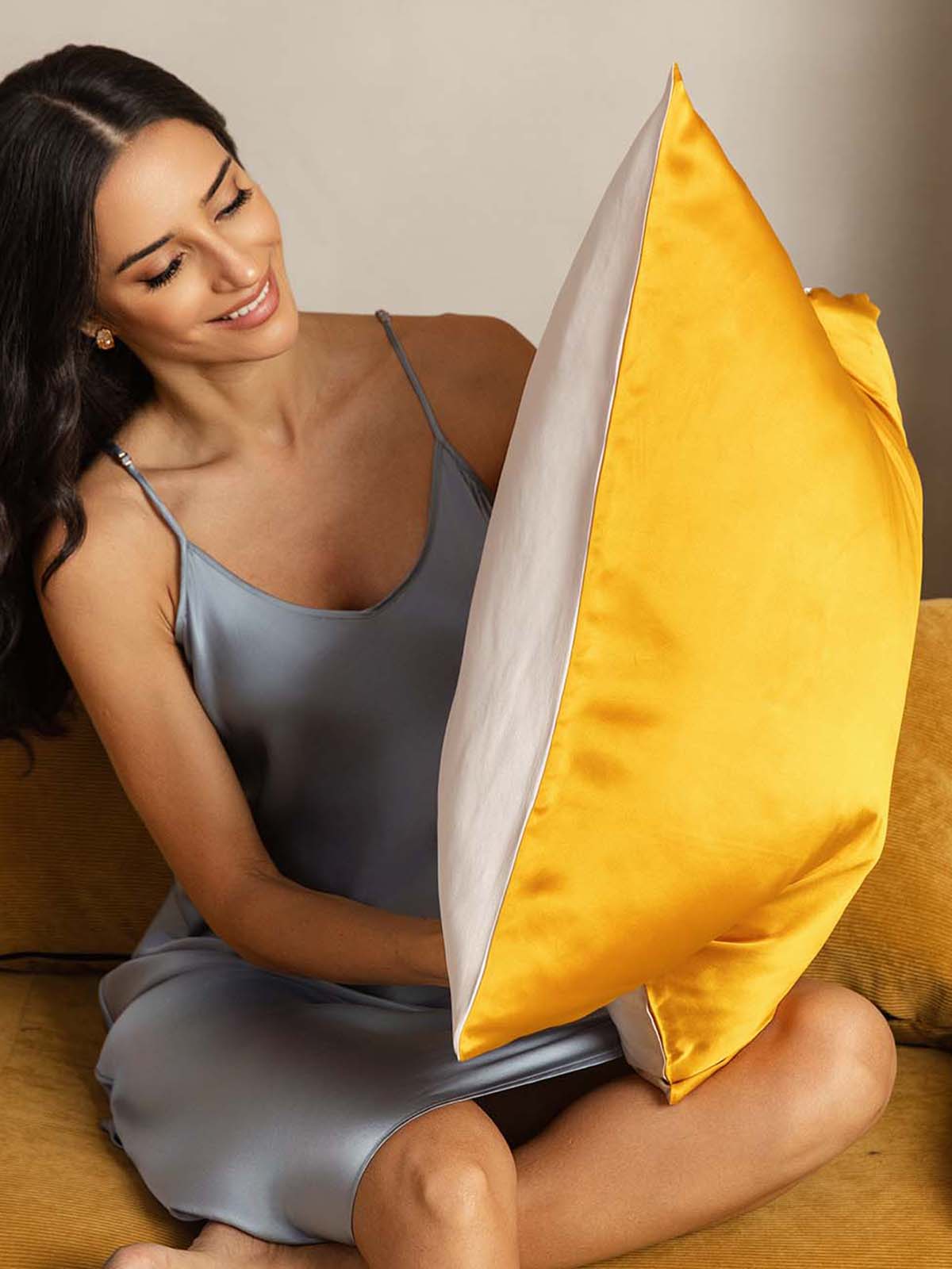 Fundas De Almohada De Seda De Mora 100% 22Momme - Diseño Bicolor
